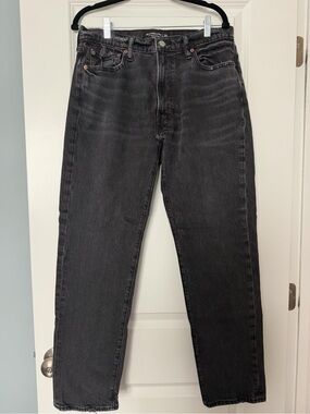 Abercrombie & Fitch Men's Washed Black Straight Jeans